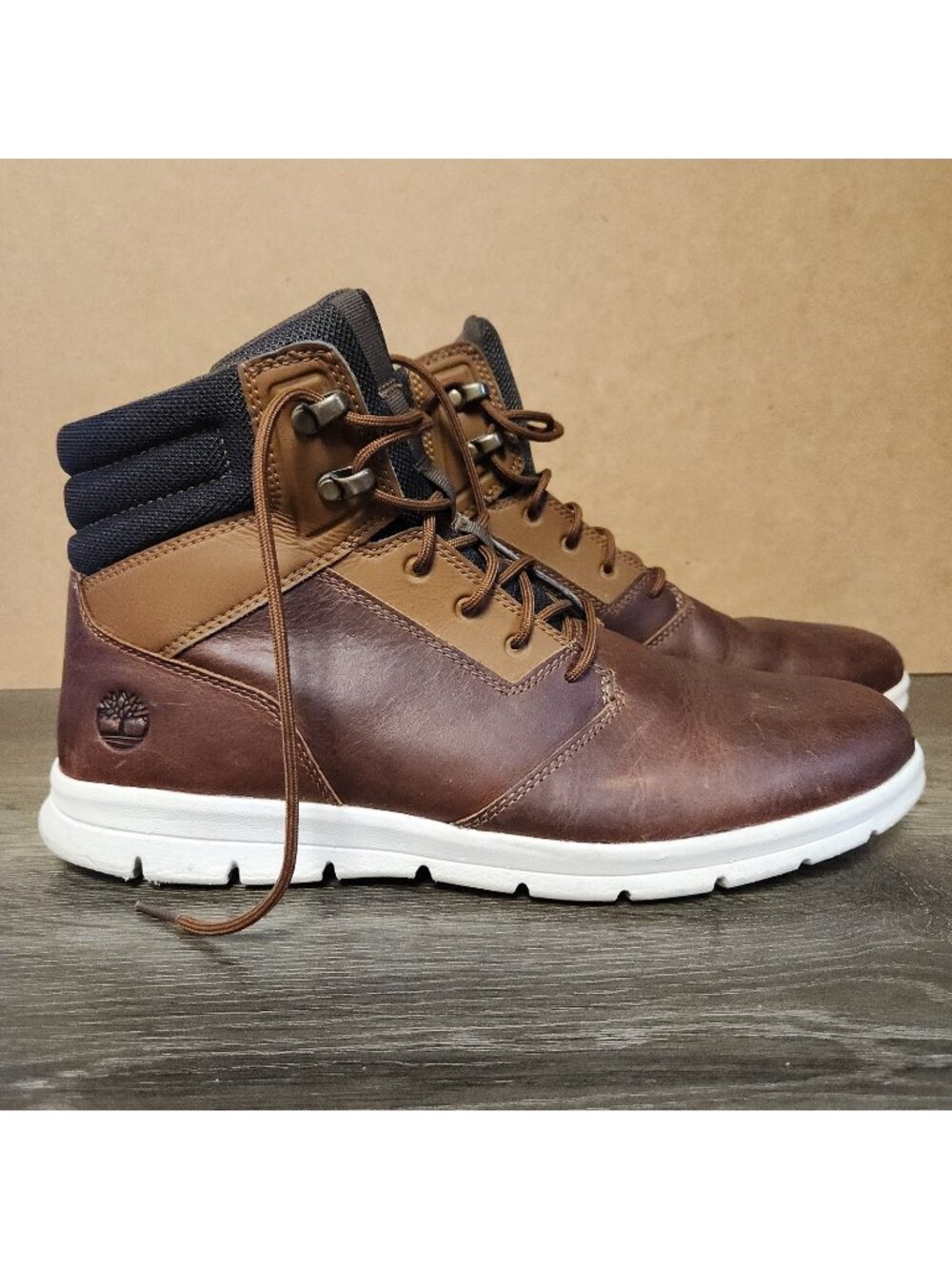Timberland Parker‎ Men's 11.5 Street Mid Sneakers/Boots Rust Full-Grain Leather